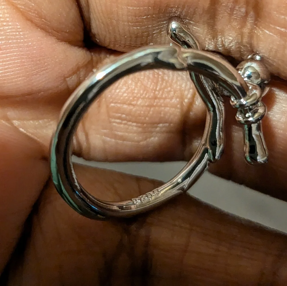 925 Silver Kitty Cat hanging from Branch Ring Sz 8